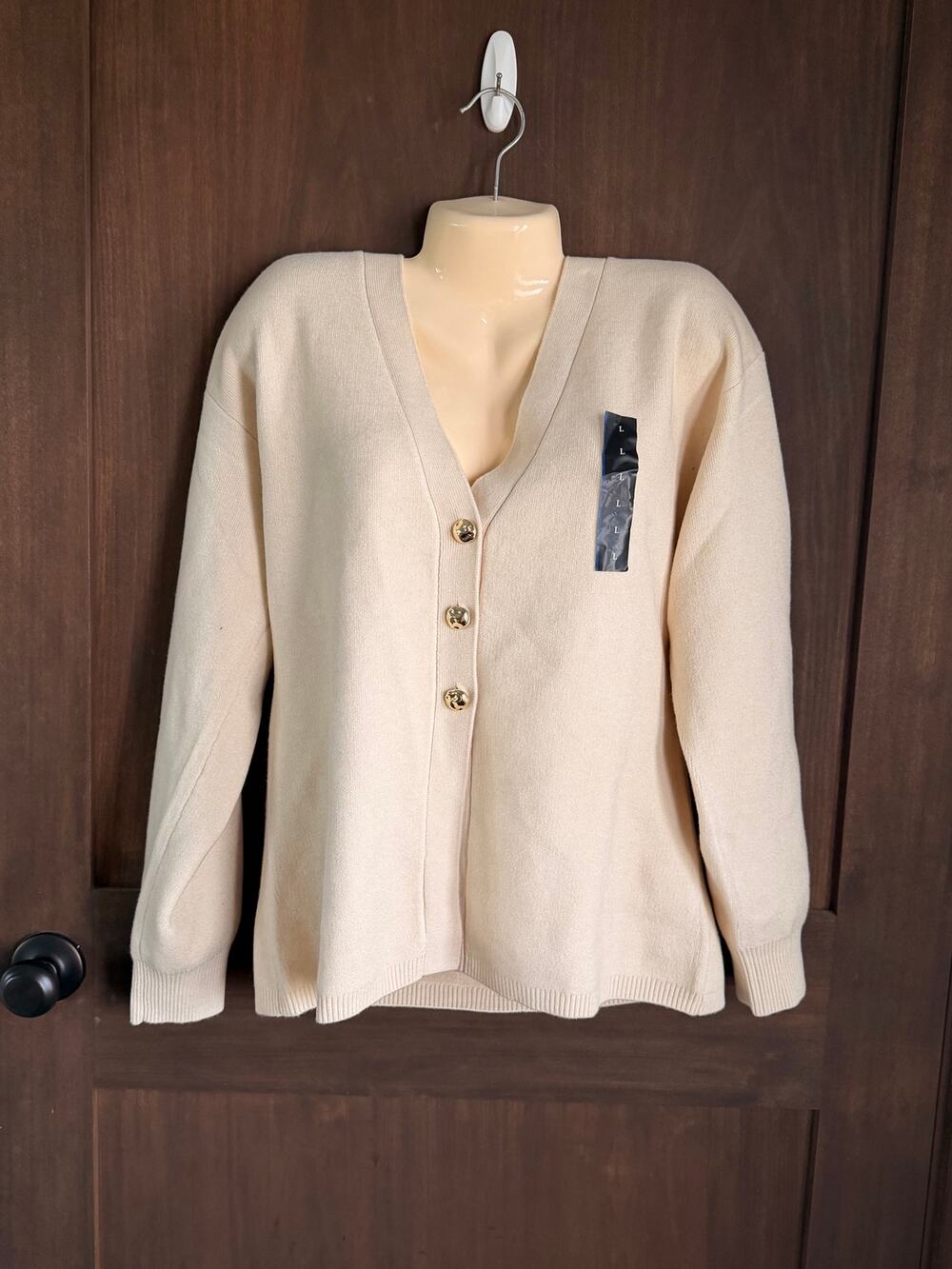 Future Collective Large Cream Longline Button Front Cardigan Sweater NWT